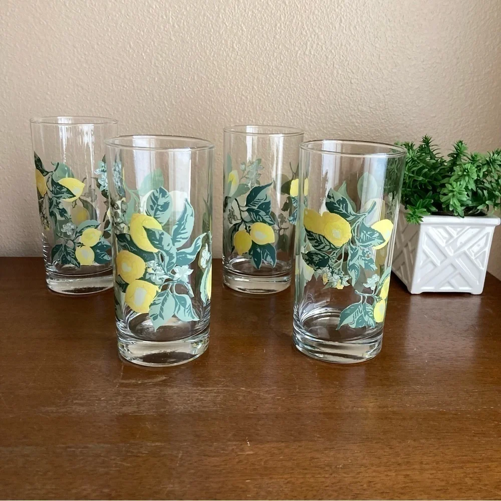 Vintage Royal Norfolk lemon bloom set of 4 glasses